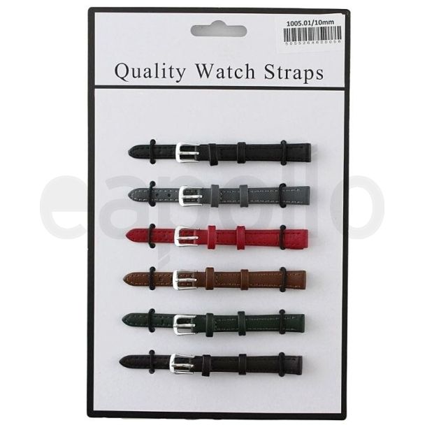 Wholesale Allure Leather Watch Straps - Dark Asst. Colours - 10mm