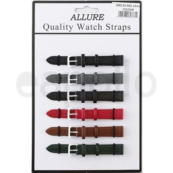 wholesale Allure Leather Watch Straps - Dark Asst. Colours - 14mm - 86701