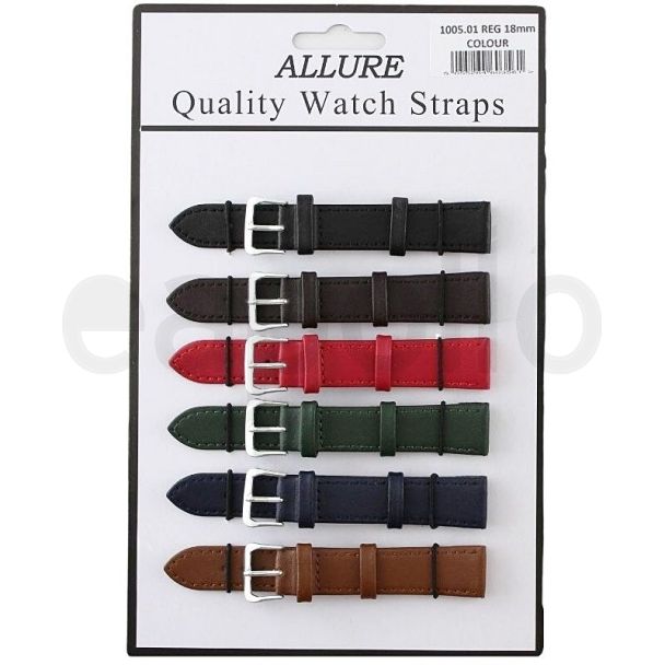 Wholesale Allure Leather Watch Straps - Dark Asst. Colours - 18mm