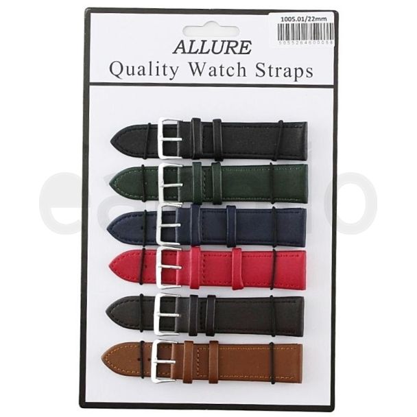 Wholesale Allure Leather Watch Straps - Dark Asst. Colours - 22mm