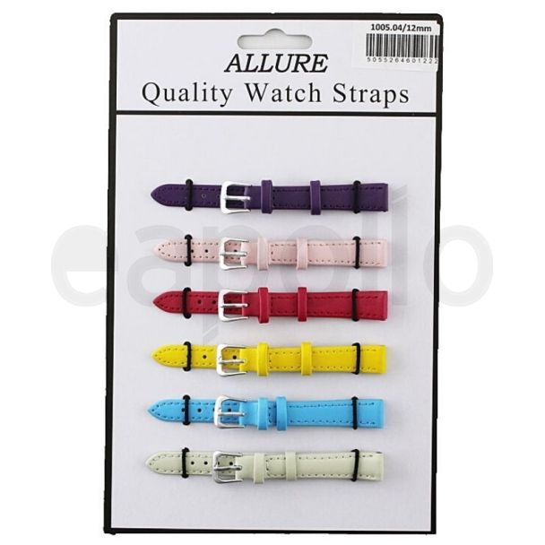 Wholesale Allure Leather Watch Straps - Bright Asst. - 12mm