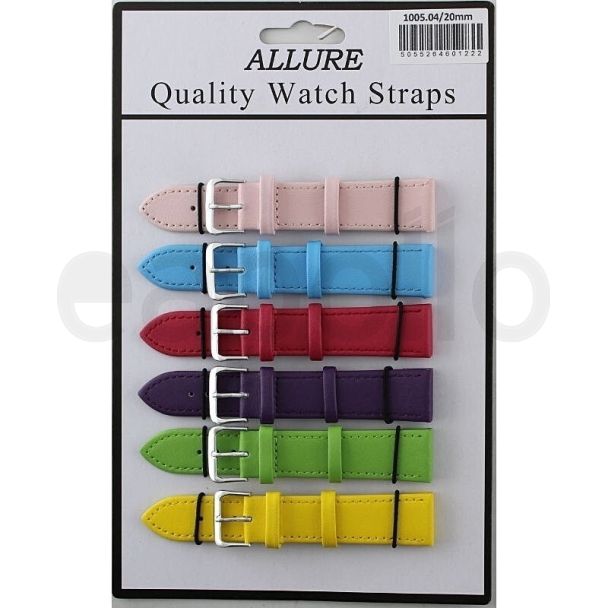 Wholesale Allure Leather Watch Straps - Bright Asst. - 20mm