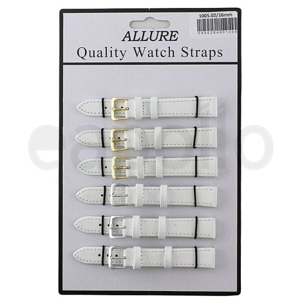 Wholesale Allure Plain Leather Watch Straps - White - 16mm