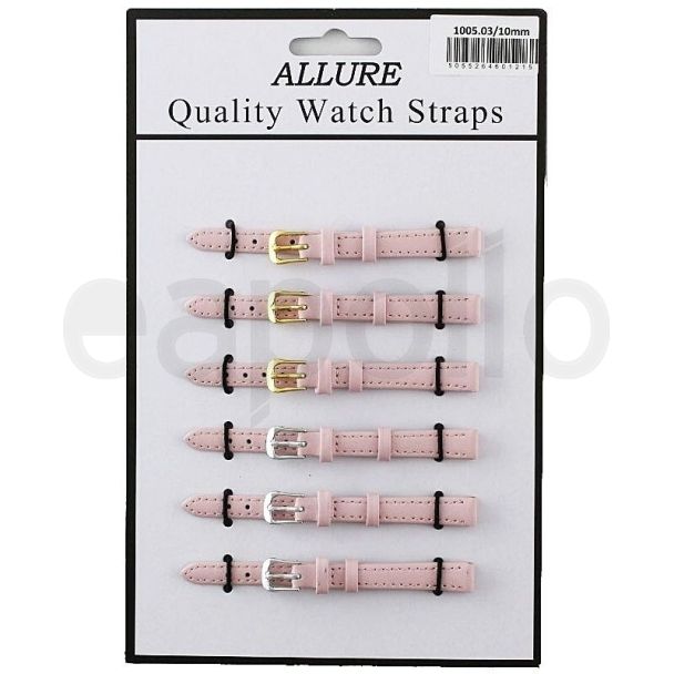 Wholesale Allure Plain Leather Watch Straps - Pink - 10mm Wholesale