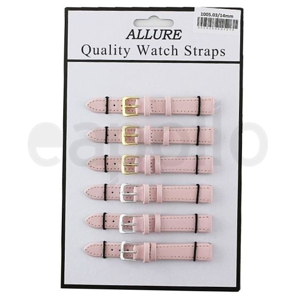Wholesale Allure Plain Leather Watch Straps - Pink - 14mm Wholesale