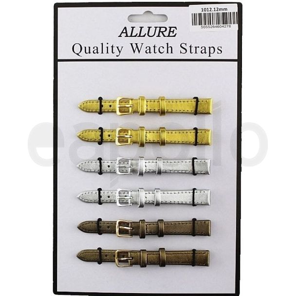 Allure Leather Watch Straps - Asst. Buckles & Colours - 12mm