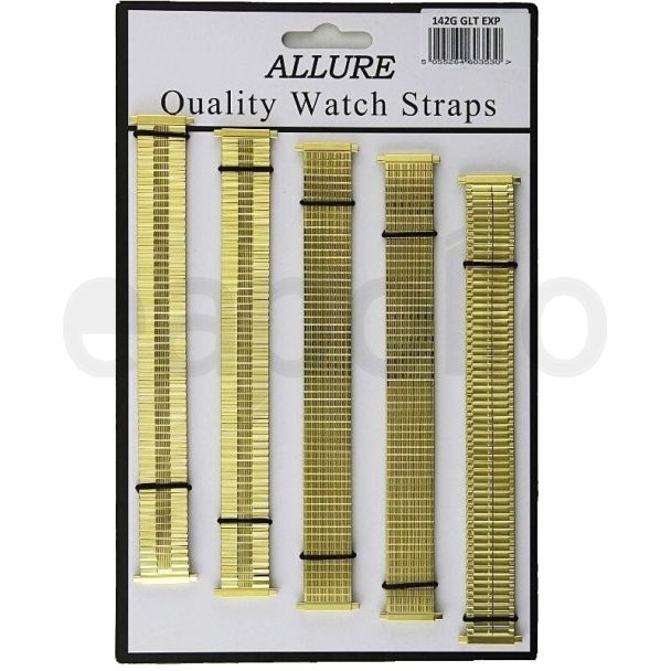 Wholesale Allure Gold Expander Watch Straps - Asst. Designs (18mm)