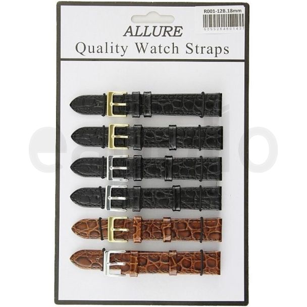 Allure Premium Ostrich Croc Grain Watch Straps - Tan/Black - 18mm