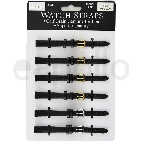 Calf Grain Straps-Black Mixed Buckles-10mm