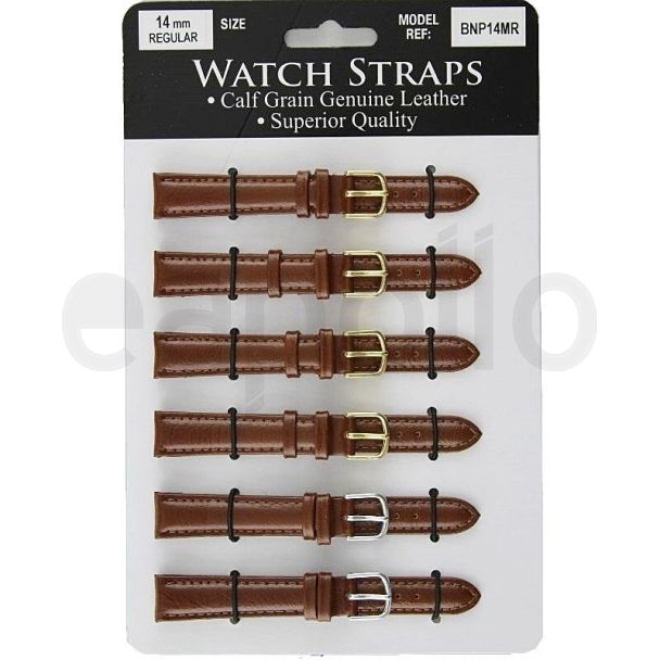 Calf Grain Padded Watch Straps-Light Brown-14mm
