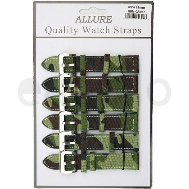 Wholesale Green Camo Military Nylon Watch Straps - 22mm