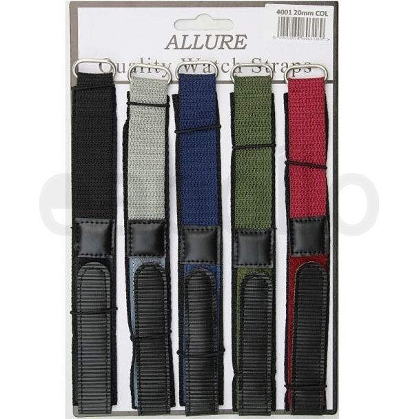 Allure Assorted Colours Velcro Watch Straps - 20mm