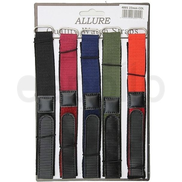 Allure Assorted Colours Velcro Watch Straps - 22mm
