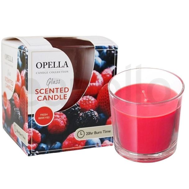 Opella Glass Scented Candle - Fresh Berries 
