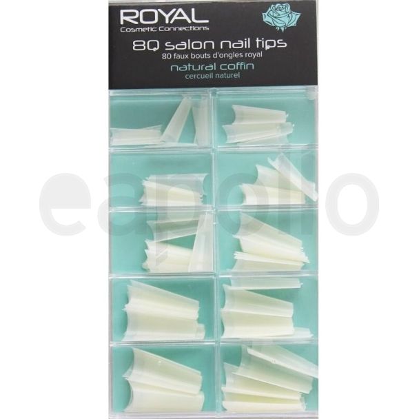 Royal Cosmetics 80 Salon Nail Tips -Natural Coffin 