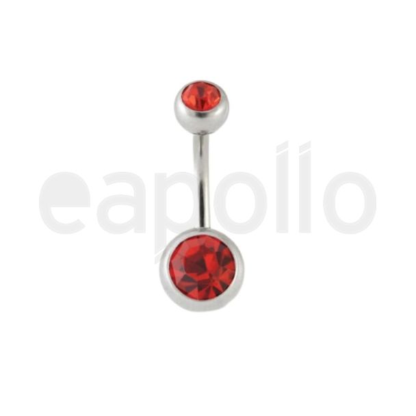 Diamante Belly Bar - Red