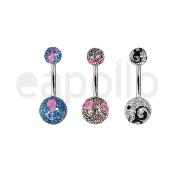 Glitterball Belly Bar - Assorted Colours 