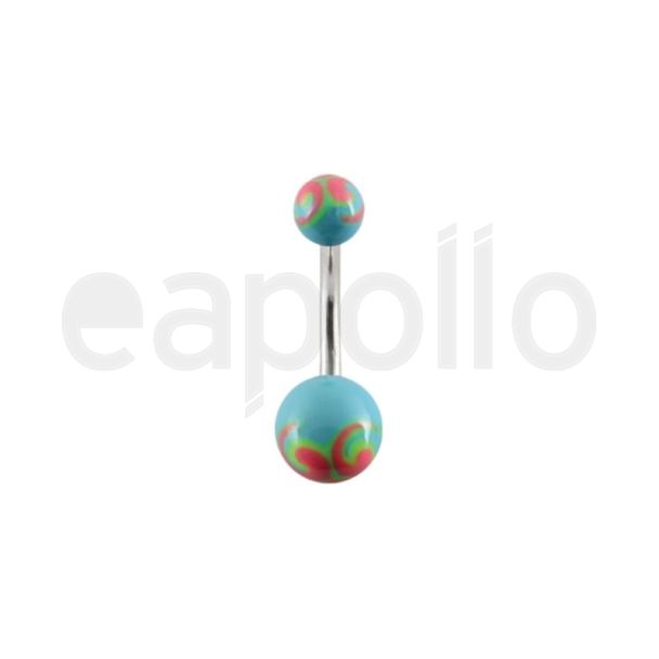 Painted Swirl Belly Bar - Blue and Pink