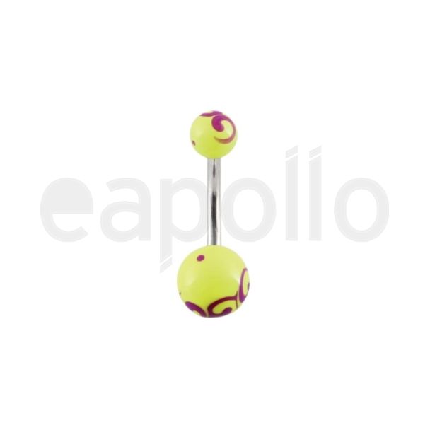 Painted Swirl Belly Bar - Yellow