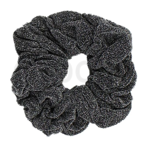 Shiny Hair Scrunchies-Black/Silver