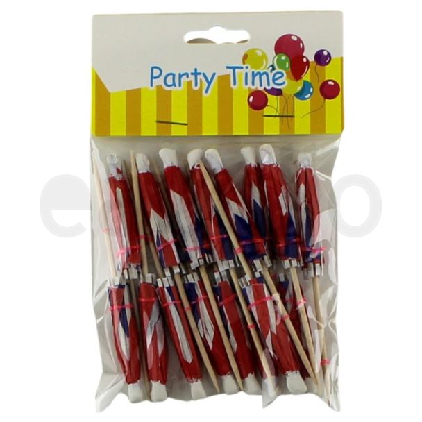 Union Jack Flag Parasol Cocktail Sticks (Pack of 12)