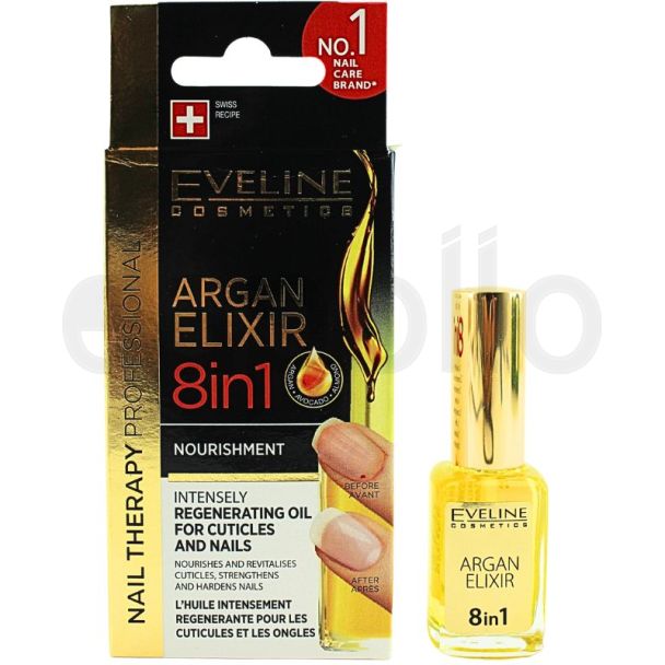 Eveline Argan Elixir 8in1 Regenerating Oil for Cuticles and Nails 12ml 