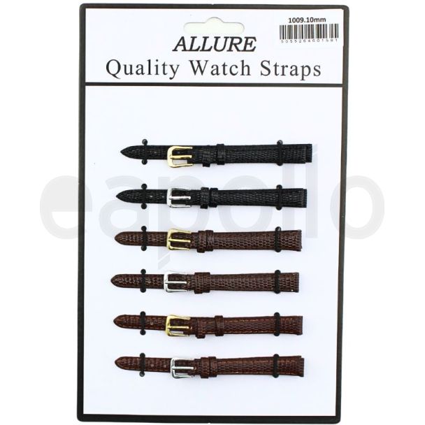 Allure Lizard Grain Leather Watch Straps - Asst. - 10mm
