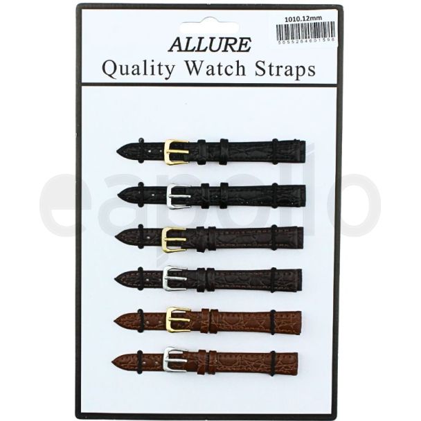 Allure Lizard Grain Leather Watch Straps - Asst. - 12mm