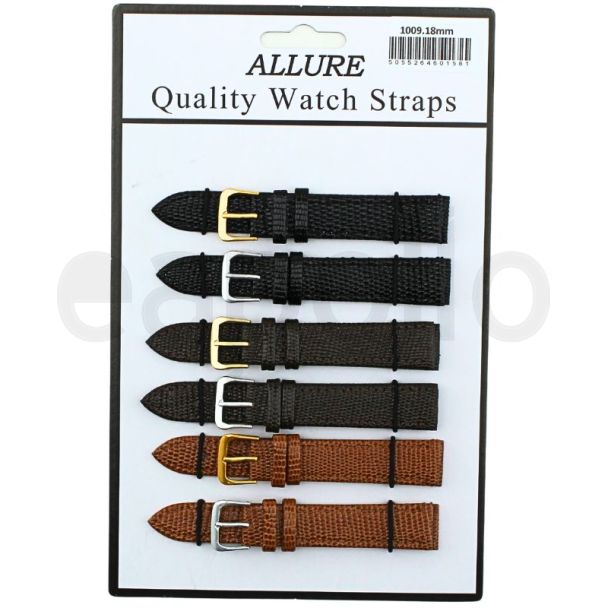 Allure Lizard Grain Leather Watch Straps - Asst. - 18mm
