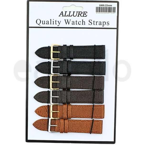 Allure Lizard Grain Leather Watch Straps - Asst. - 22mm