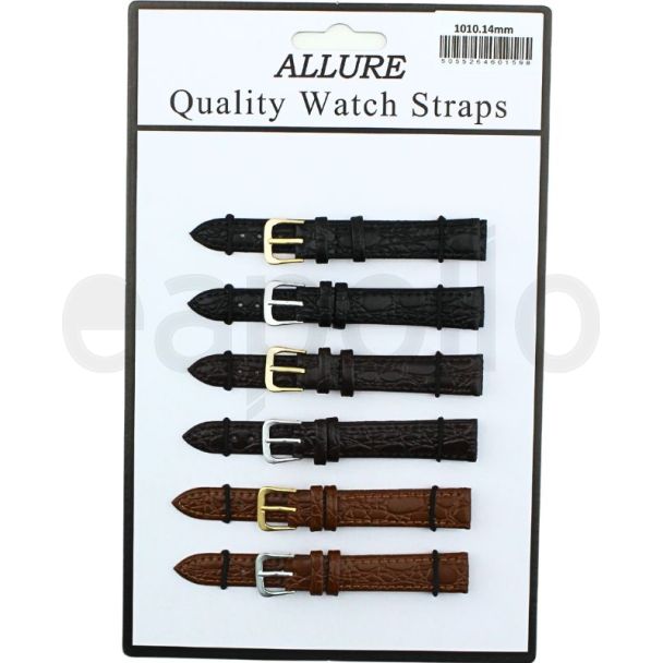 Allure Crocodile Grain Leather Watch Straps - Asst. - 14mm