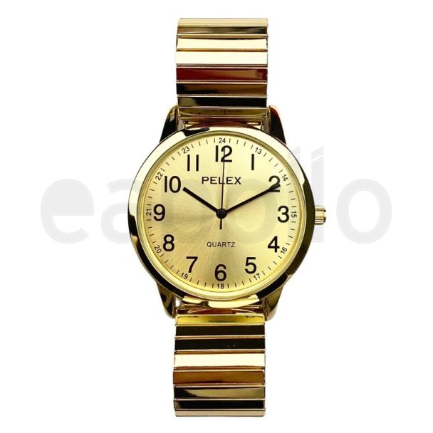Pelex Men's Classic Metal Expander Strap Watch - Gold 