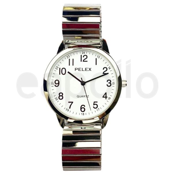 Pelex Men's Classic Metal Expander Strap Watch - Silver