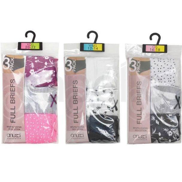 Ladies Classic Briefs (Pack of 3) - Assorted 