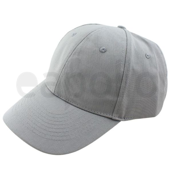 Adults 6 Panel Adjustable Metal Buckle Baseball Cap - Grey