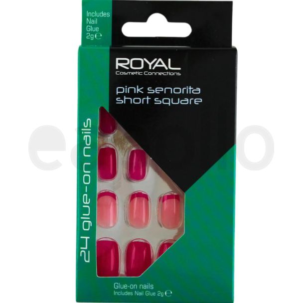 Royal Cosmetics 24 Glue-On Nails - Pink Senorita Short Square
