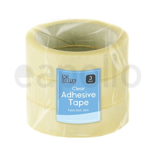 Clear Packing Tape 23mm x 25m - Pack of 3