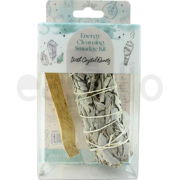 White Sage Smudge Kit With Clear Quartz Crystal 