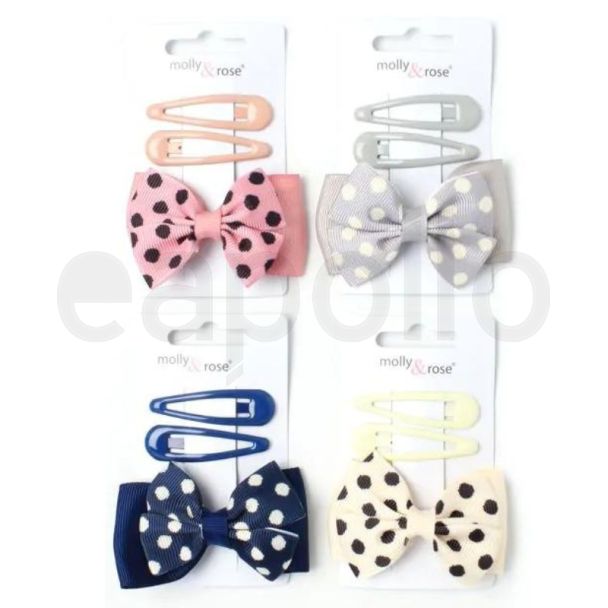 Polka Dots Bow Clip and Sleepies Set - 4cm 