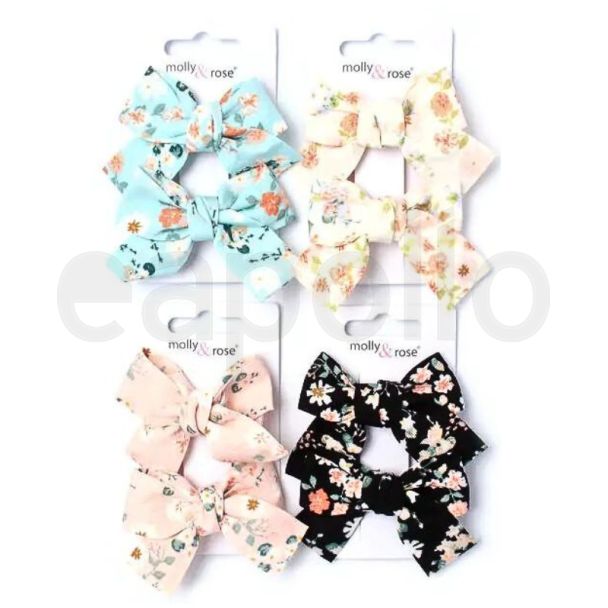 Floral Print Bow Beak Clip Assorted - 5cm