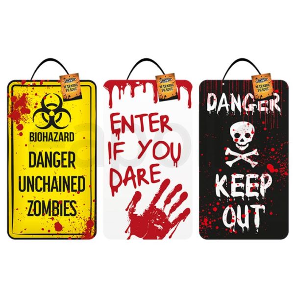 Halloween Warning Plaque - Assorted Designs (40x23cm) 
