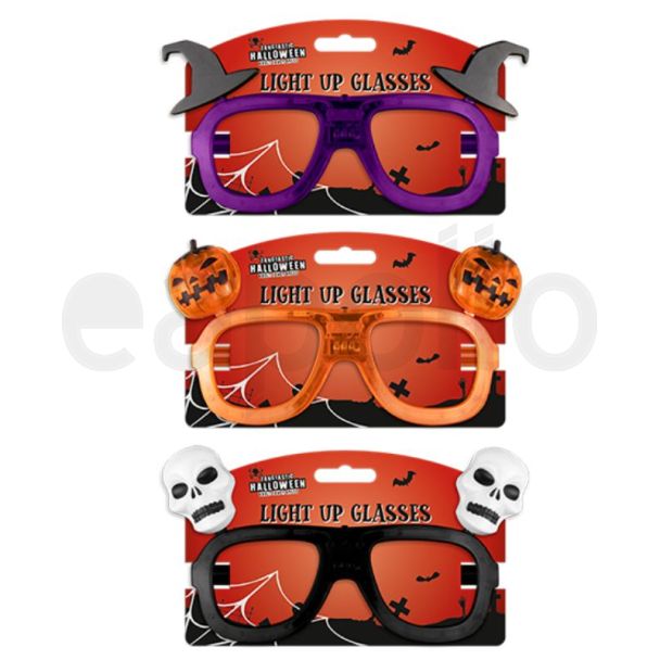 Light Up Novelty Halloween Glasses with Batteries - Assorted