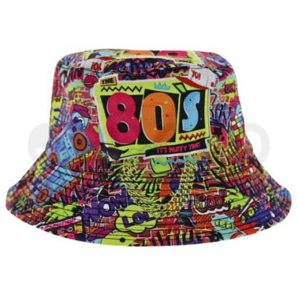 Adults Reversible 80s It's Party Time Bucket Hat