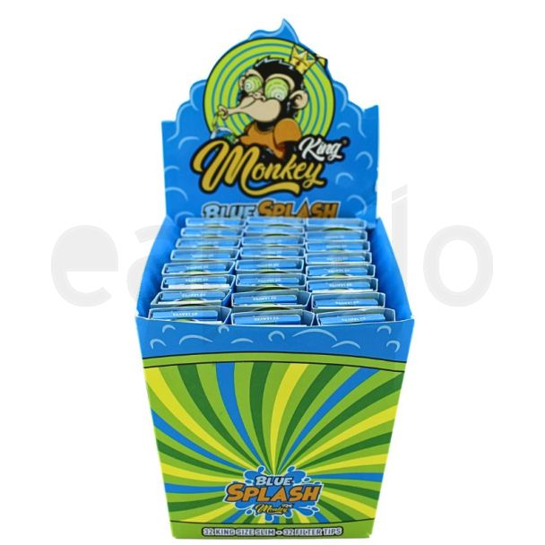 Monkey King Blue Splash Flavour King Size Slim Paper + Tips 
