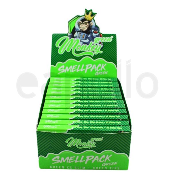 Monkey King  Minty Green Flavour King Size Slim Paper + Tips 