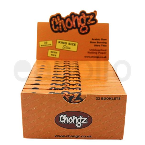 Chongz Orange Unbleached King Size Slim Paper + Tips 