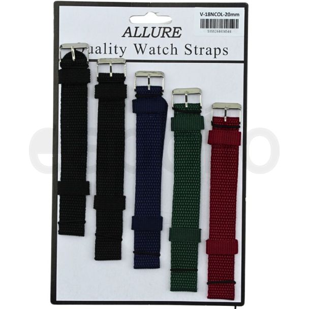 Allure Nato Replacement Canvas Watch Straps - Assorted- 20mm
