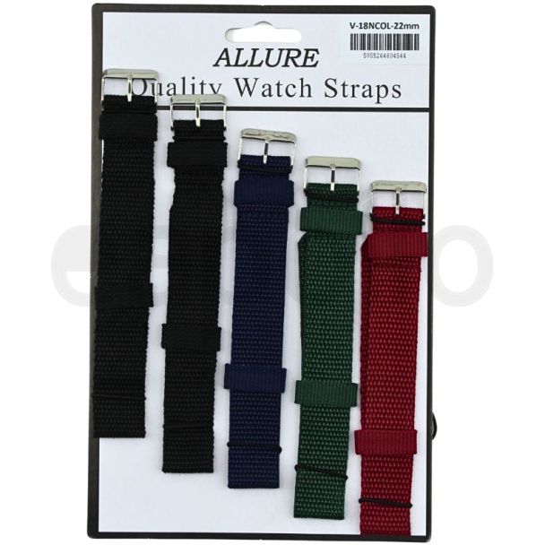 Allure Nato Replacement Canvas Watch Straps - Assorted - 22mm