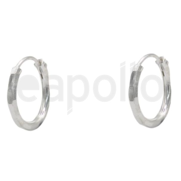 Sterling Silver Rippled Diamond-Cut Hoop Earrings – 12mm