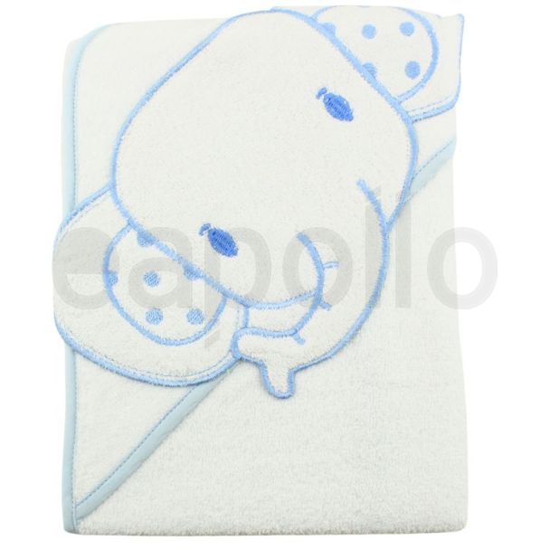 Baby 3D Hooded Towel Elephant Design - Sky Blue